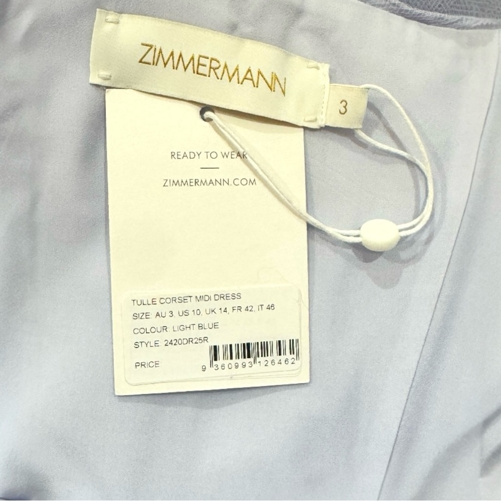 ZIMMERMANN Tulle Corset Bustier Sleeveless Cocktail Midi Dress Size Large 3 NEW - Picture 12 of 16